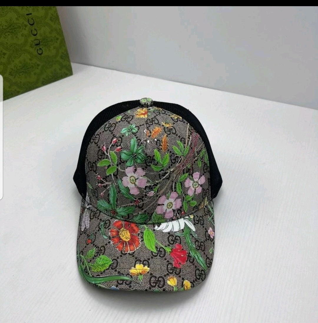 Flower Patterned GG Print Cap