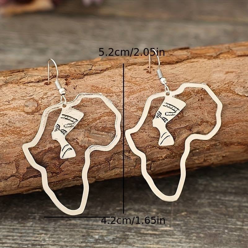 African Map Earrings