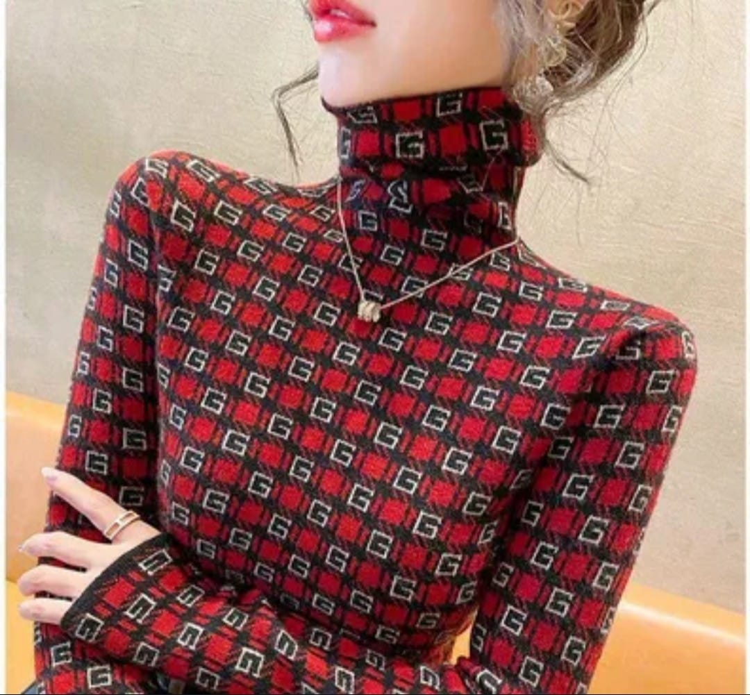 Long Sleeves G Printed Turtleneck Pullover