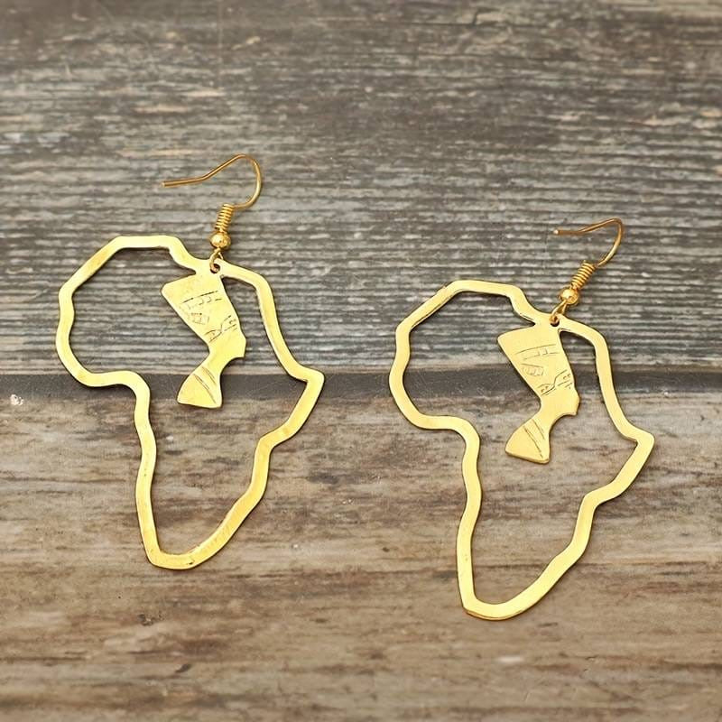 African Map Earrings