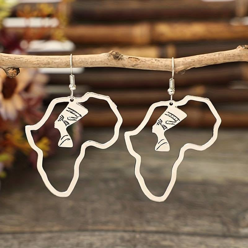 African Map Earrings