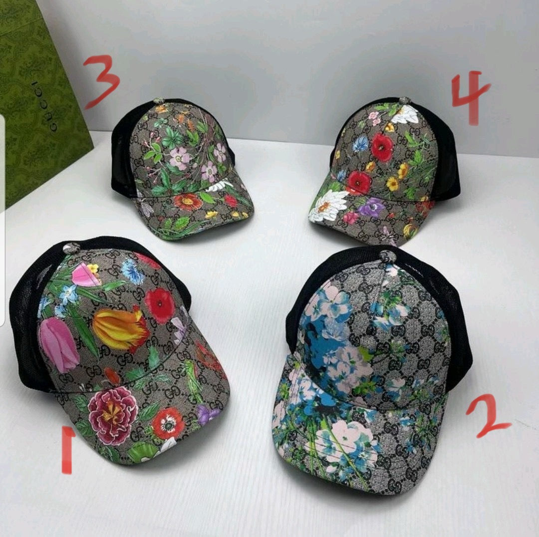 Flower Patterned GG Print Cap